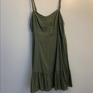 solid olive green smooth dress